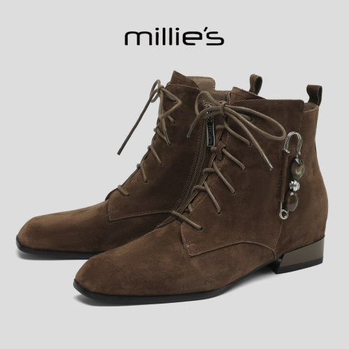 MILLIE'S/妙丽真皮厚底时装靴