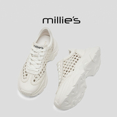 凉鞋 MILLIE 女 2025新款 圆头厚底增高镂空系带休闲鞋 妙丽女鞋