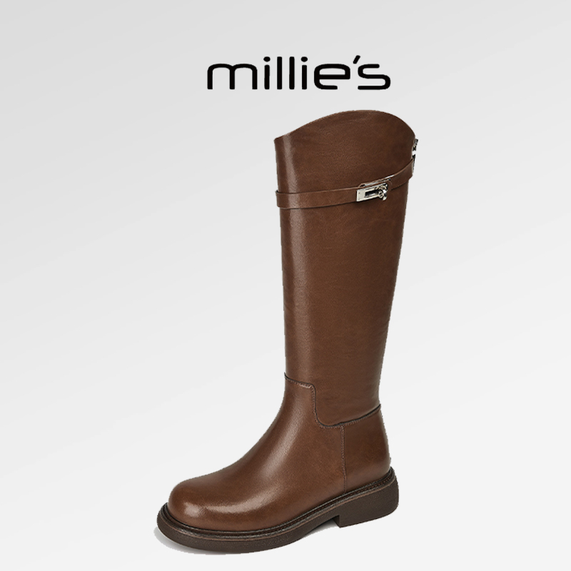 2024新款黑色真皮弹力高筒靴