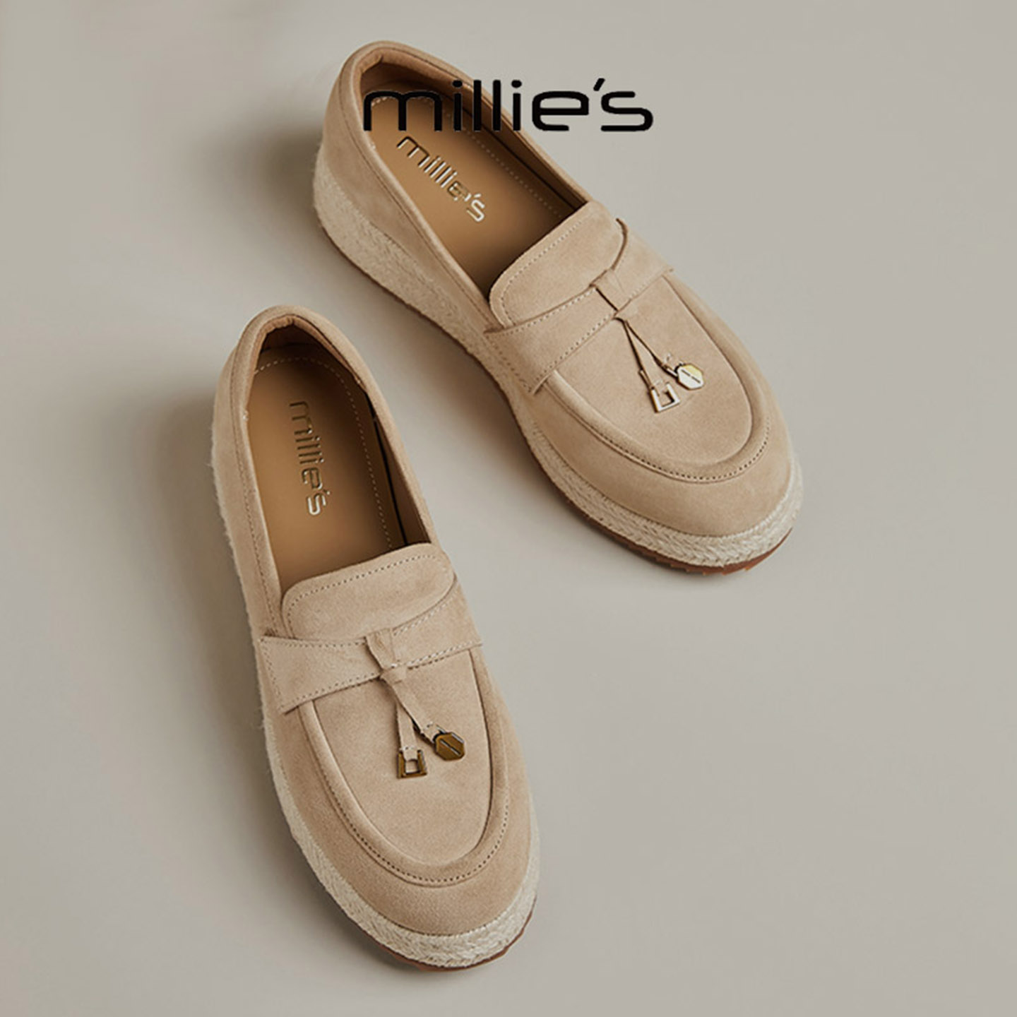 MILLIE'S/妙丽真皮厚底单鞋