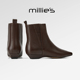 MILLIE 妙丽英伦风V字开口潮流薄绒皮质布洛克靴切尔西短靴女Q