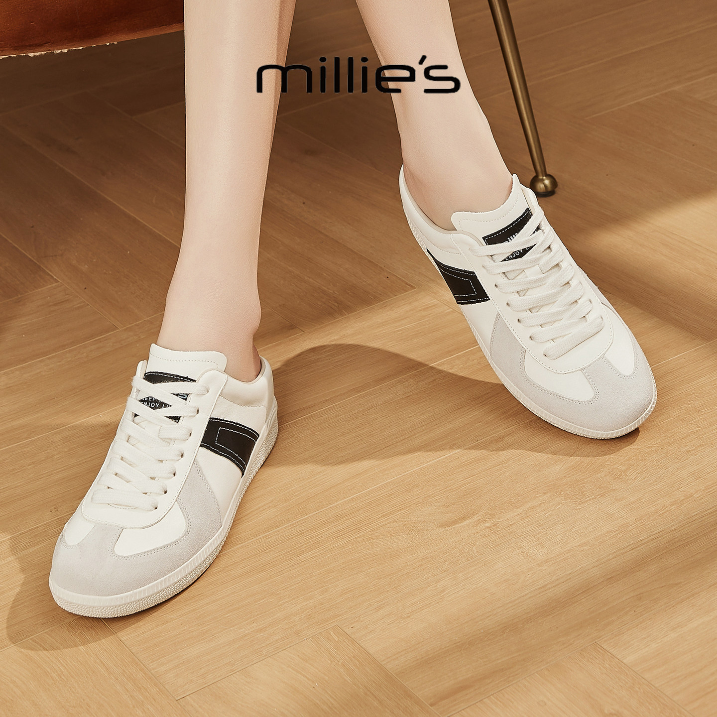 MILLIE'S/妙丽2025新款时尚百搭女士春秋季德训鞋厚底增高休闲鞋,女鞋,德训鞋,淘宝优惠券,粉丝福利购,淘宝优惠卷