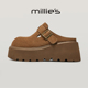 春季 饰设计感穆勒柔软舒适勃肯鞋 厚底皮带扣装 millies妙丽女鞋