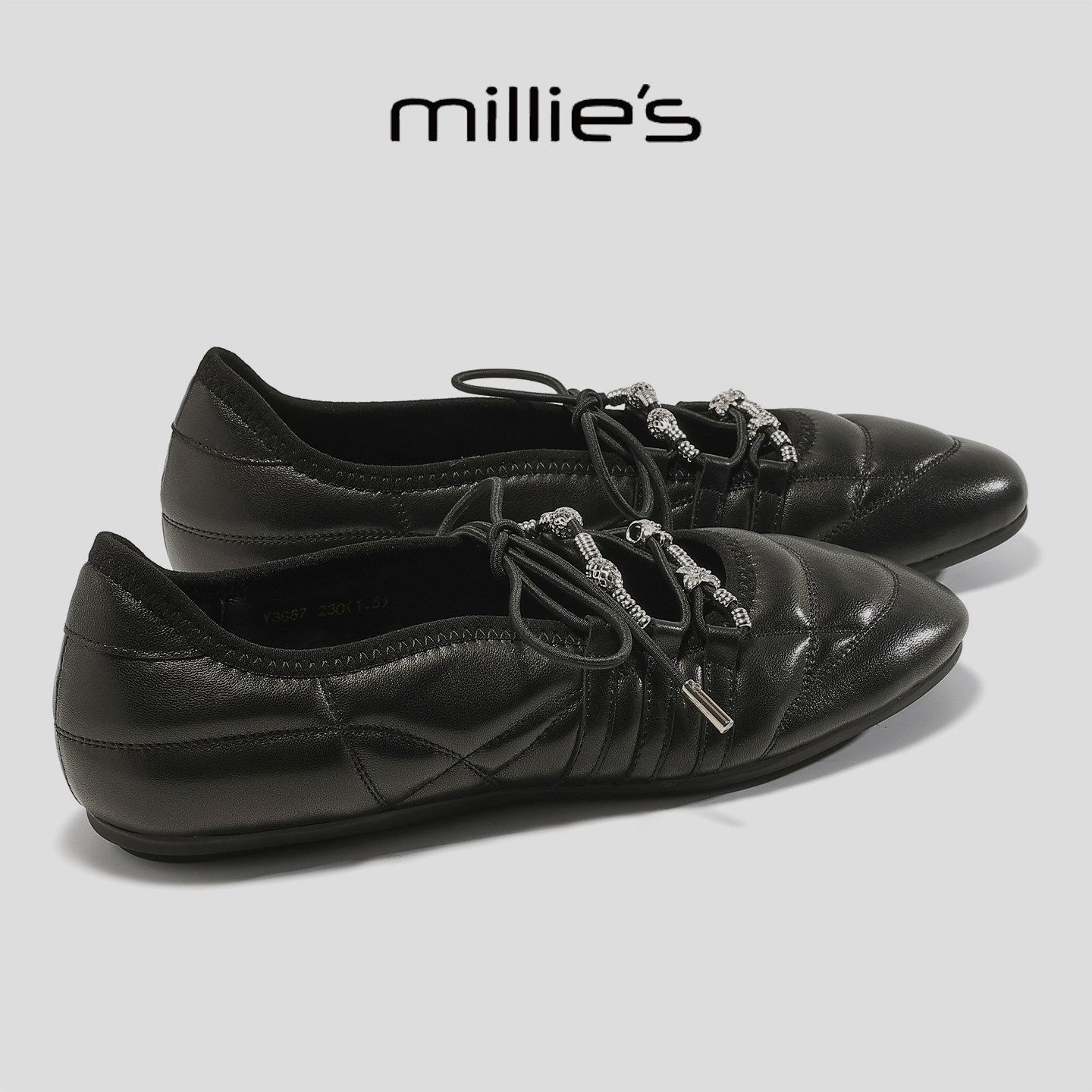 MILLIE'S/妙丽2026爆款潮流老钱风皮带扣玛丽珍鞋女英伦平底休闲G