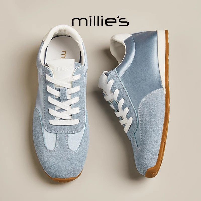 MILLIE'S/妙丽春秋季圆头平底拼接设计感时尚休闲百搭德训鞋女鞋,女鞋,德训鞋,淘宝优惠券,粉丝福利购,淘宝优惠卷