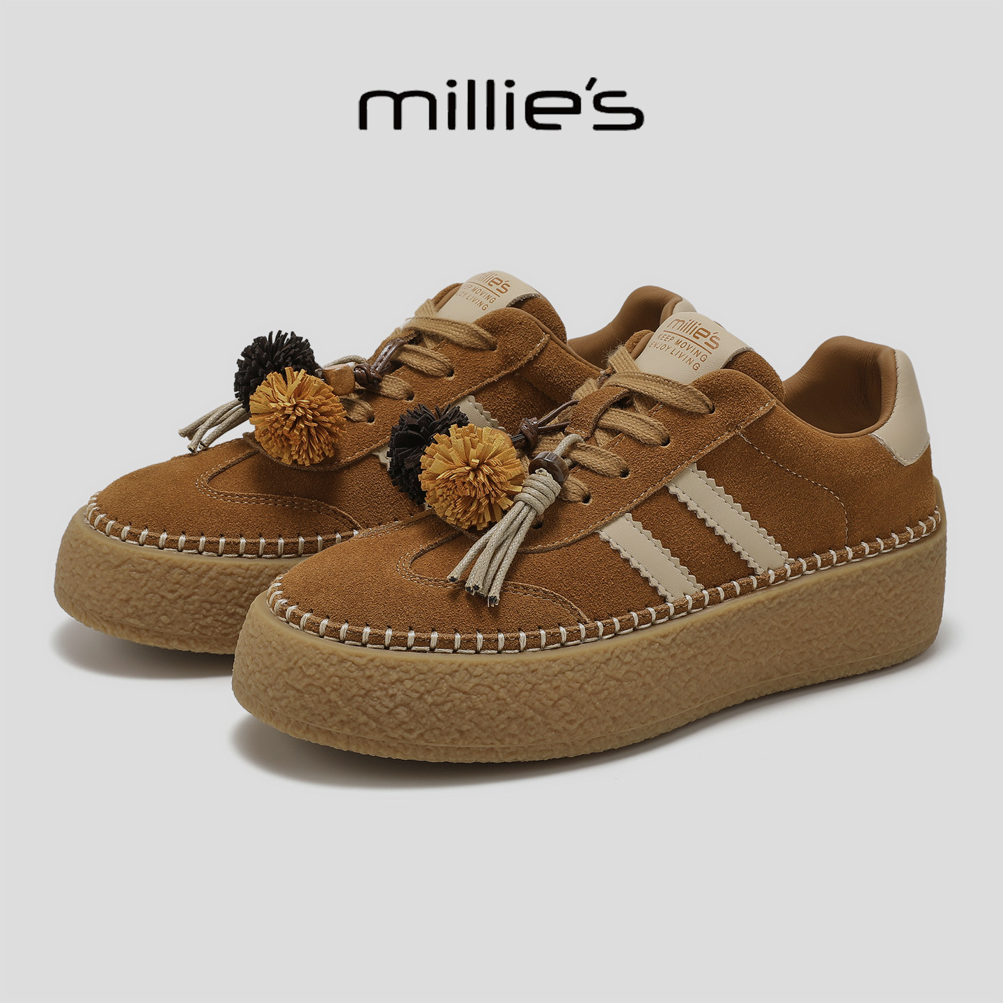 MILLIE'S/妙丽真皮德训鞋女