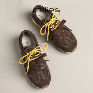 MILLIE'S/妙丽2025新款好看不累脚的厚底德训鞋百搭休闲时尚女鞋