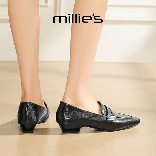 MILLIE'S/妙丽真皮乐福鞋