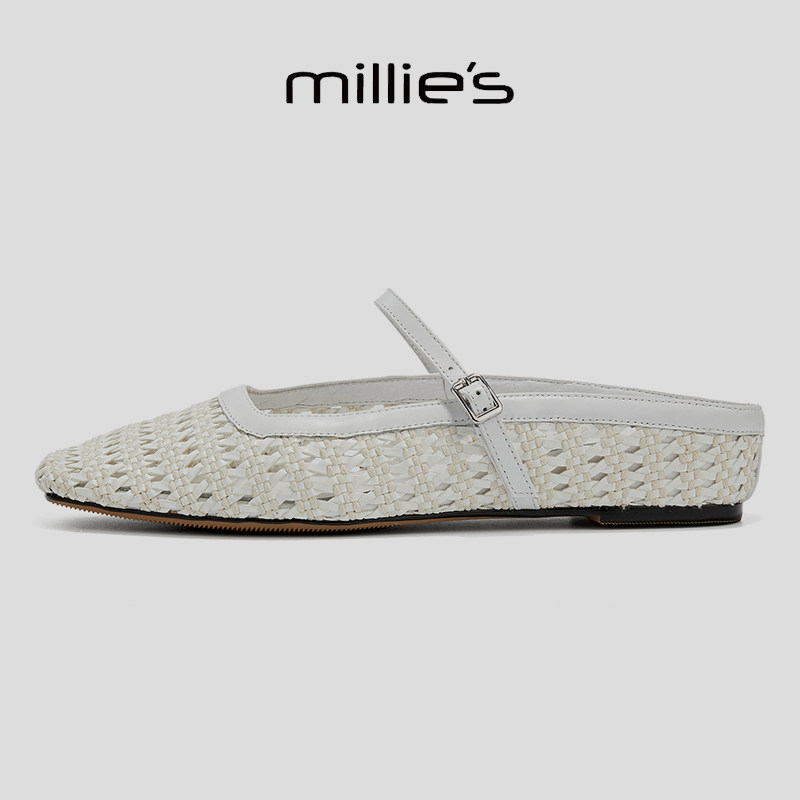 MILLIE'S/妙丽低跟复古风休闲时尚罗马凉鞋舒适百搭日常凉拖鞋