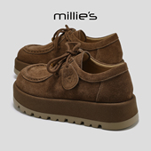 休闲饼干鞋 妙丽2025新款 MILLIE 厚底复古袋鼠鞋 女款 乐福鞋 德训Q