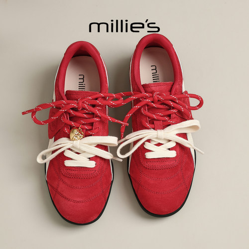 MILLIE'S/妙丽真皮平跟休闲鞋