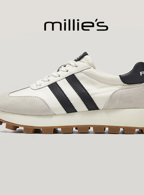 millies妙丽 圆头厚底欧美风撞色设计感时尚运动舒适老爹鞋春季