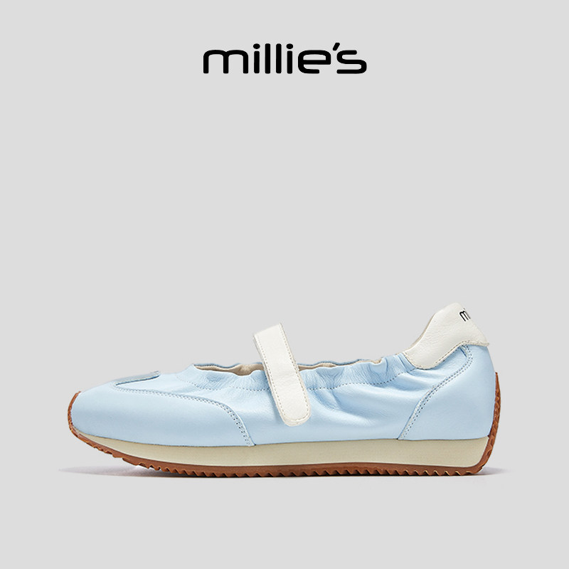 MILLIE'S/妙丽圆头平底2025复古褶皱芭蕾风玛丽珍休闲浅口单鞋女,女鞋,休闲板鞋,淘宝优惠券,粉丝福利购,淘宝优惠卷