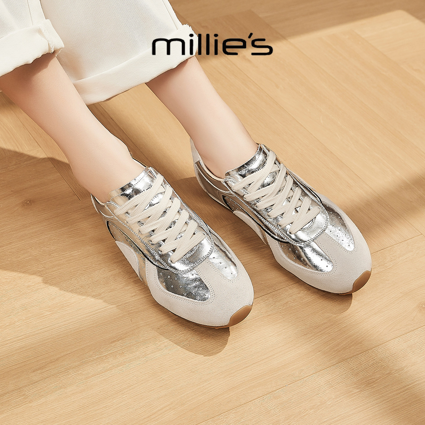 MILLIE'S/妙丽2025新款复古时髦轻便舒适休闲板鞋百搭运动鞋,女鞋,勃肯鞋/软木鞋,淘宝优惠券,粉丝福利购,淘宝优惠卷