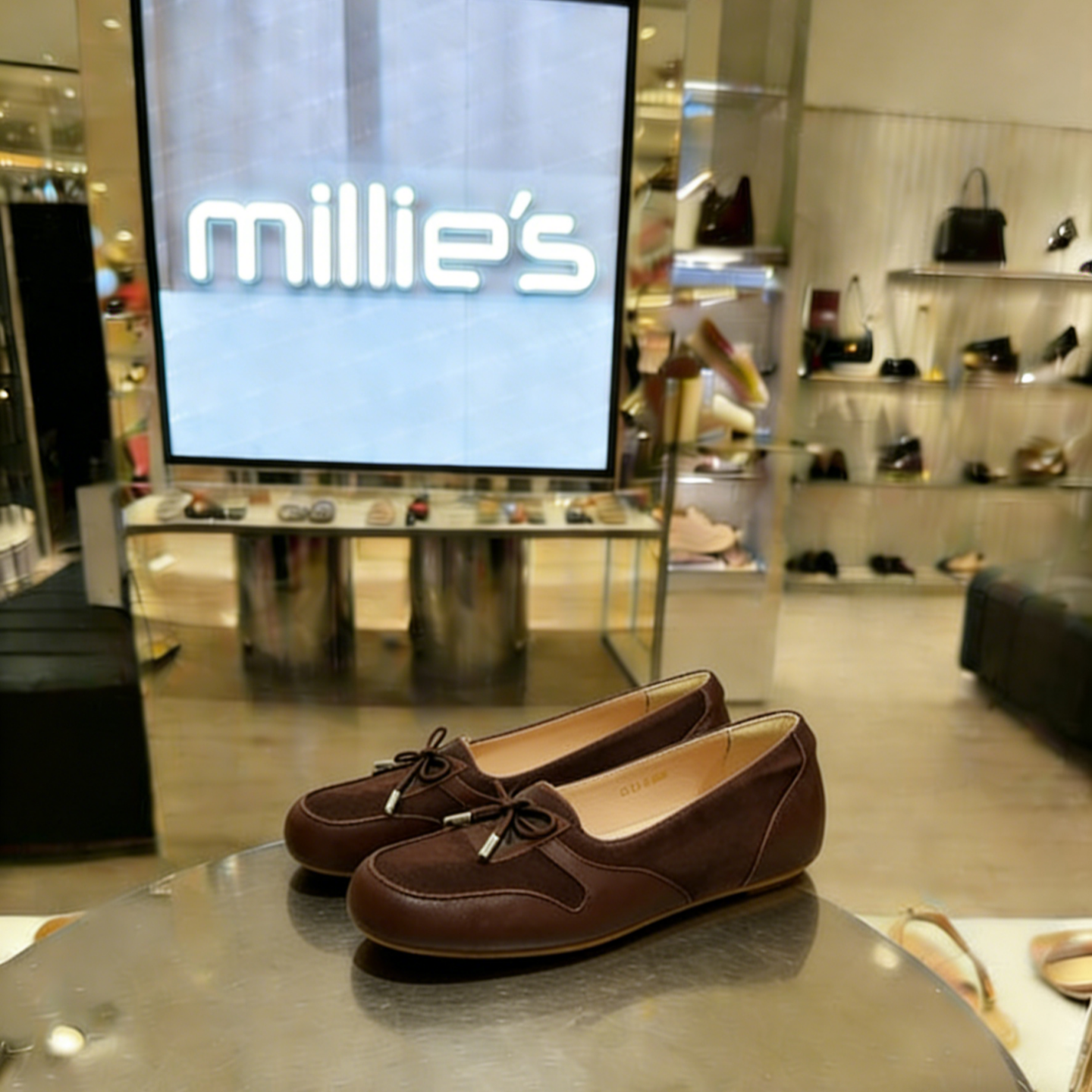 MILLIE'S/妙丽2026专柜新款休闲气质女鞋平底鞋浅口一脚蹬乐福鞋