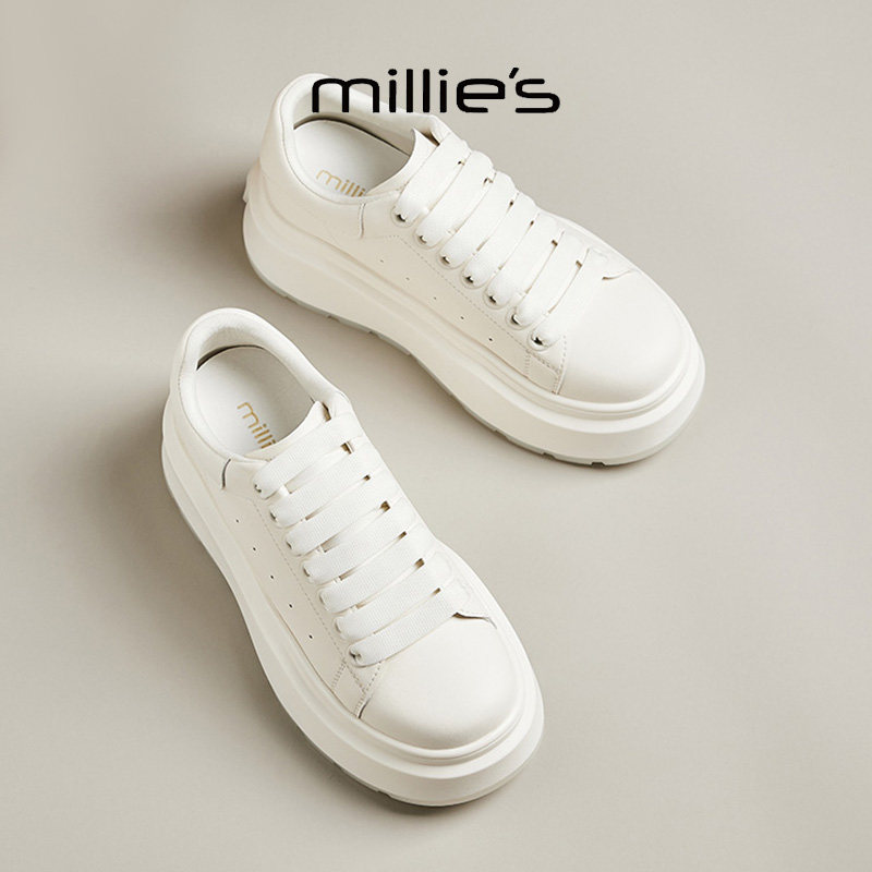 MILLIE'S/妙丽板鞋女款2026新款潮流白色运动鞋小白鞋