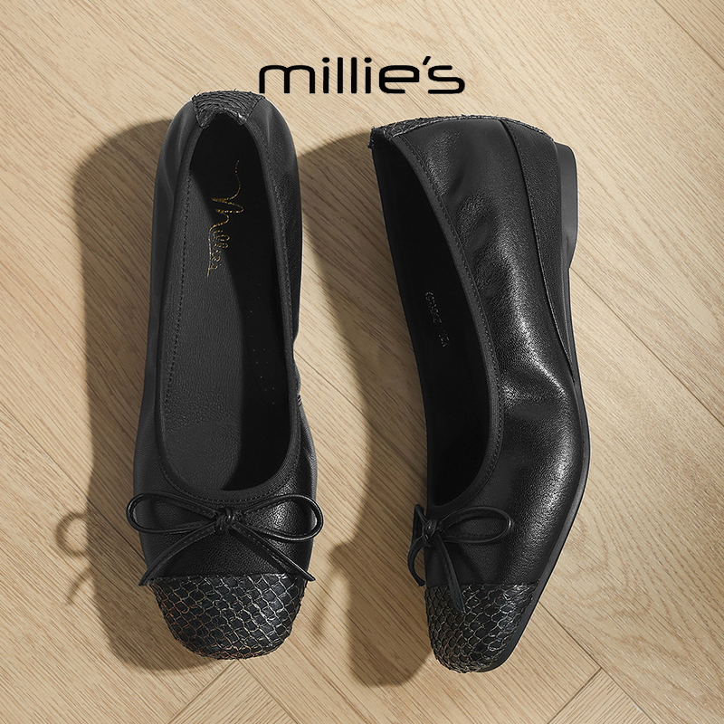 MILLIE'S/妙丽真皮厚底小白鞋