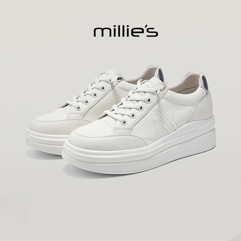 MILLIE'S/妙丽通勤方底平底鞋 扣带时尚女鞋运动休闲简约百搭板鞋