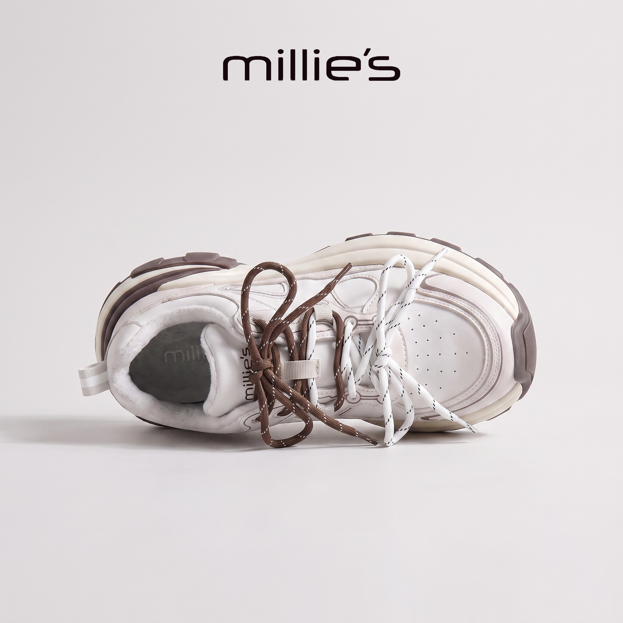 MILLIE'S/妙丽真皮厚底老爹鞋女