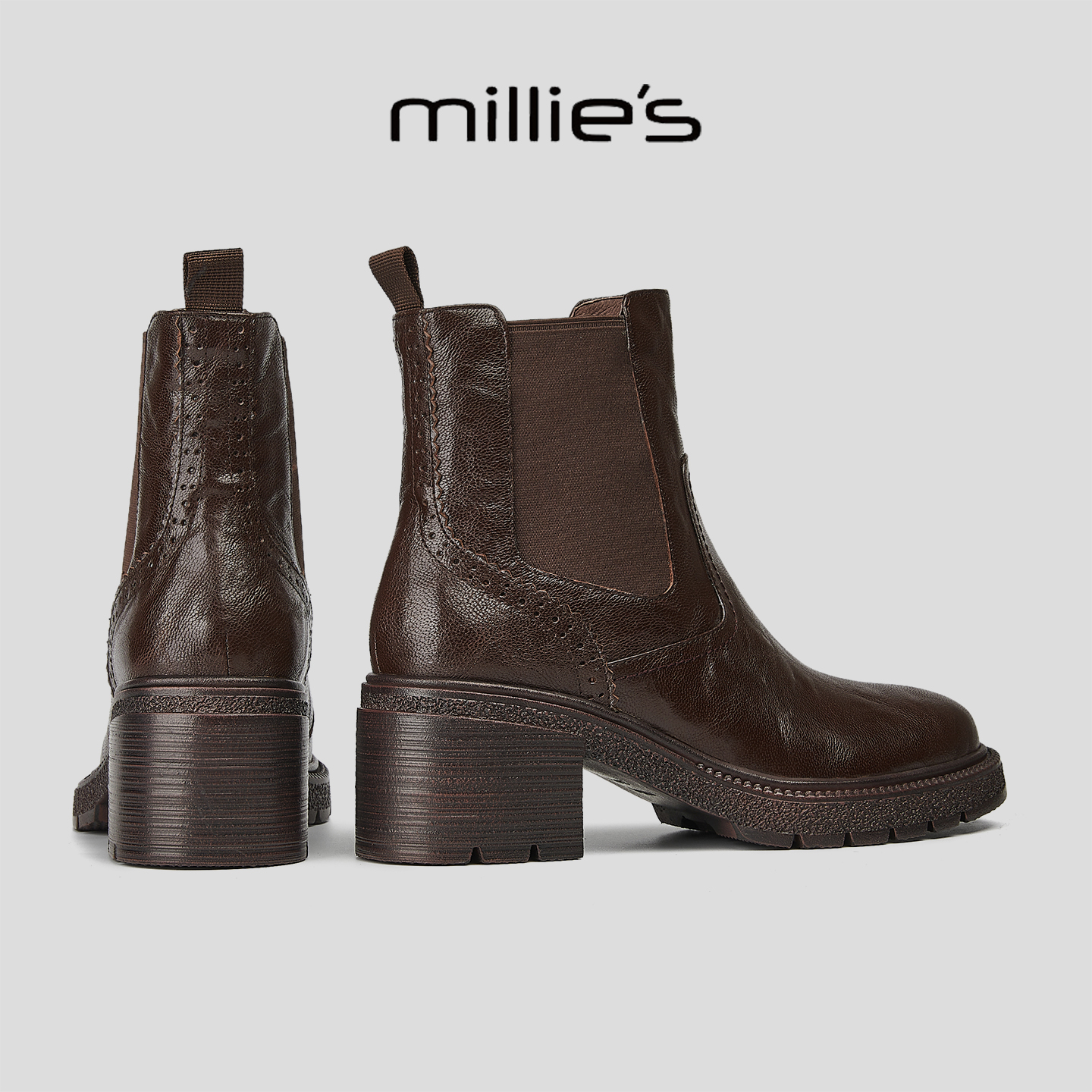 MILLIE'S/妙丽方跟厚底休闲靴女