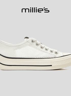 MILLIE'S/妙丽低跟厚底复古风舒适雨鞋休闲时尚玛丽珍鞋