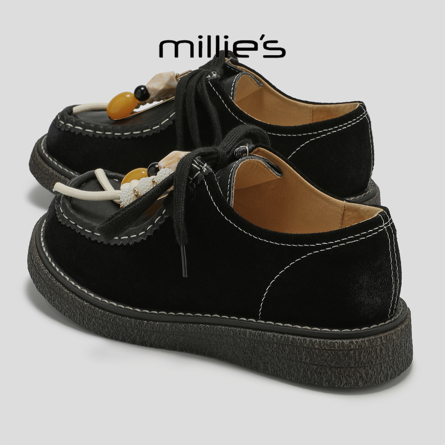 MILLIE'S/妙丽真皮德训鞋