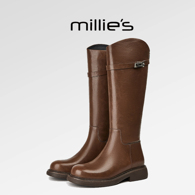 2024新款黑色真皮弹力高筒靴