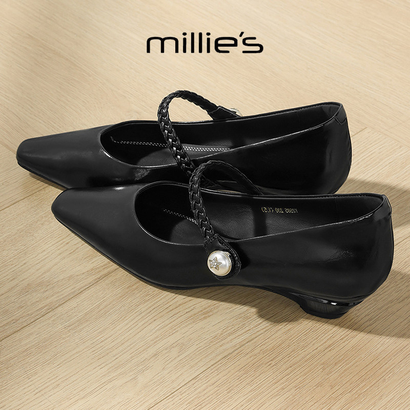 MILLIE'S/妙丽真皮复古单鞋