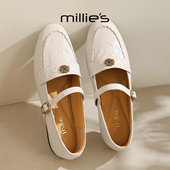 复古风花朵一字扣平底单鞋 妙丽春季 女2026新款 玛丽珍鞋 MILLIE