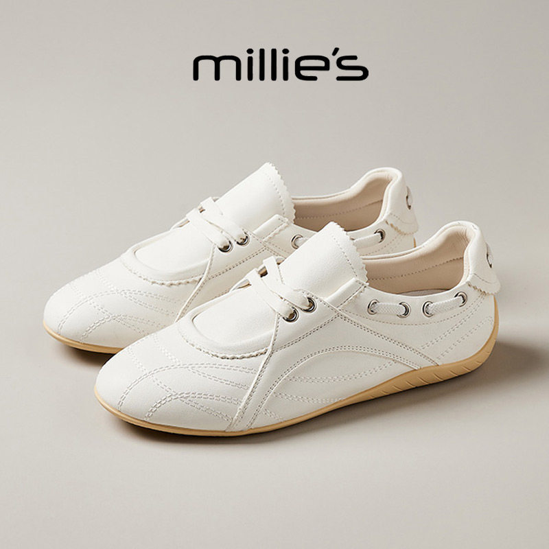 MILLIE'S/妙丽2026新款平底系带女鞋简约百搭日常通勤休闲德训鞋