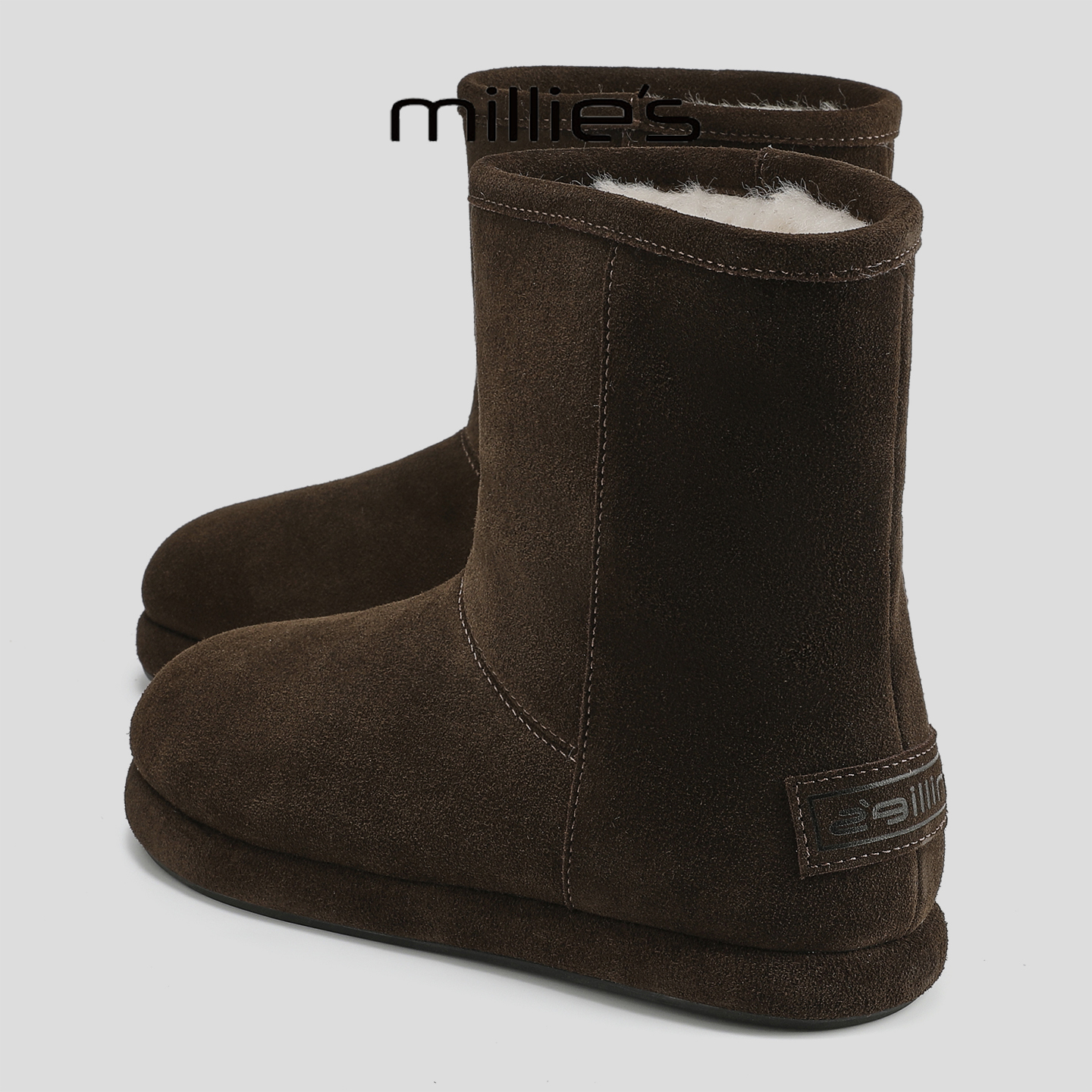 MILLIE'S/妙丽2025冬季新款加绒保暖棉靴休闲短靴百搭绒面雪地靴