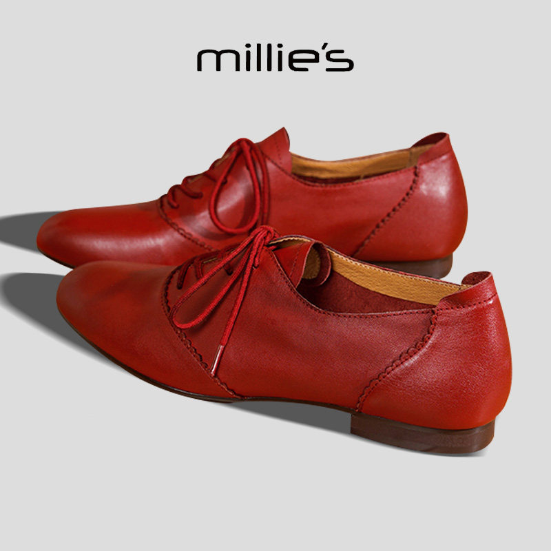 MILLIE'S/妙丽真皮复古小皮鞋