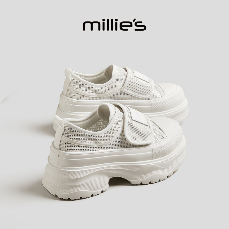 MILLIE'S/妙丽圆头厚底日常通勤学院风个性简约时尚休闲板鞋女
