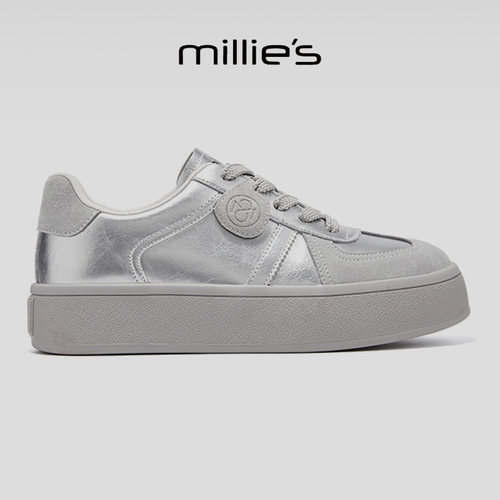 MILLIE'S/妙丽真皮厚底小白鞋女
