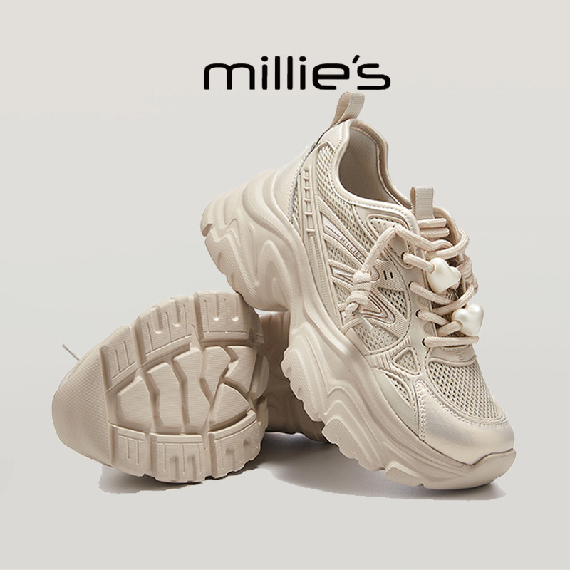 MILLIE'S/妙丽圆头厚底装饰拼接设计感时尚运动休闲旅游老爹鞋秋,女鞋,老爹鞋,淘宝优惠券,粉丝福利购,淘宝优惠卷