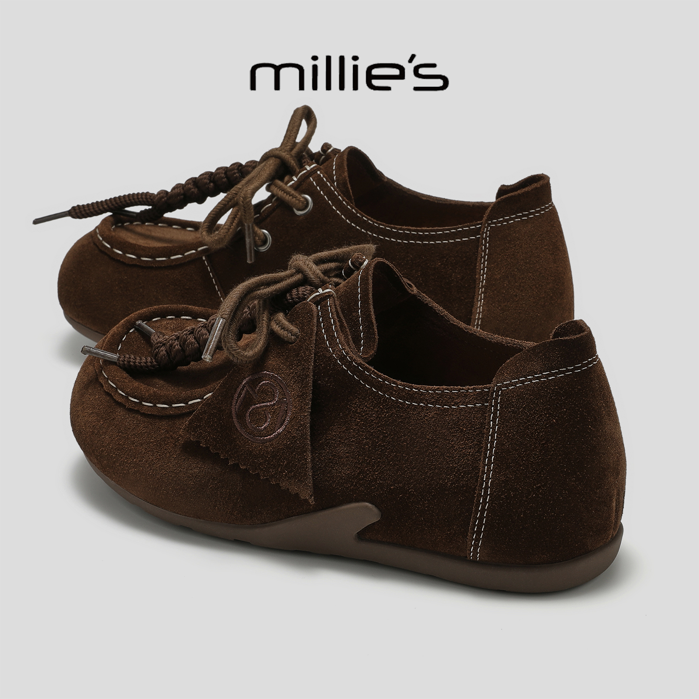 MILLIE'S/妙丽真皮复古德训鞋