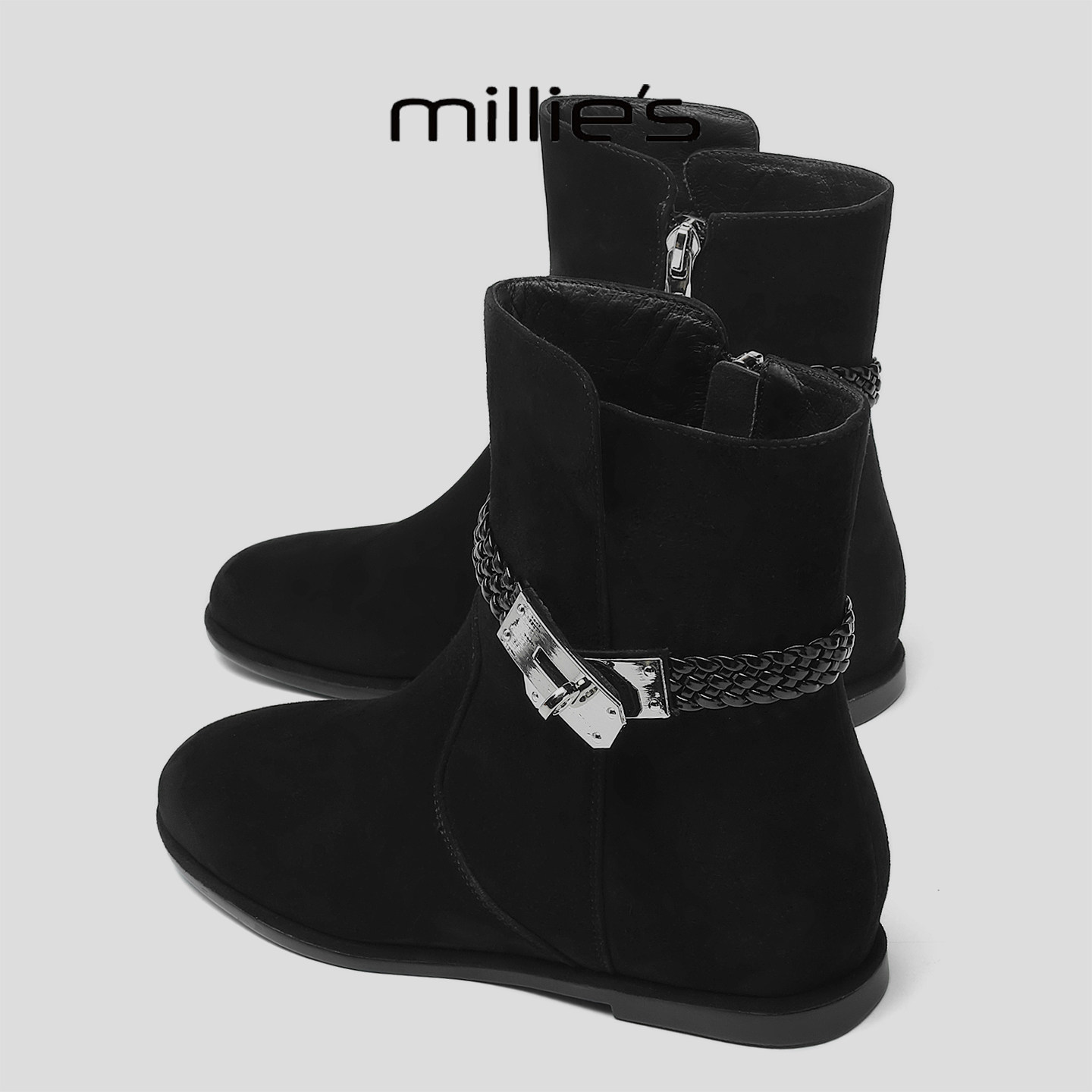 MILLIE'S/妙丽真皮复古风女靴