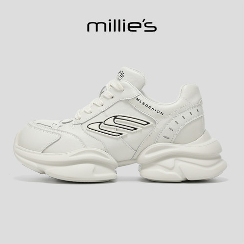 MILLIE'S/妙丽真皮厚底老爹鞋女