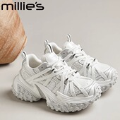 休闲米色老爹鞋 MILLIE 女春秋 厚底增高鞋 复古轮胎鞋 妙丽女鞋