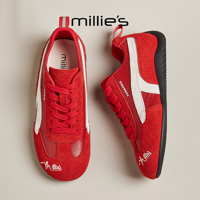MILLIE'S/妙丽拼色系带德训鞋