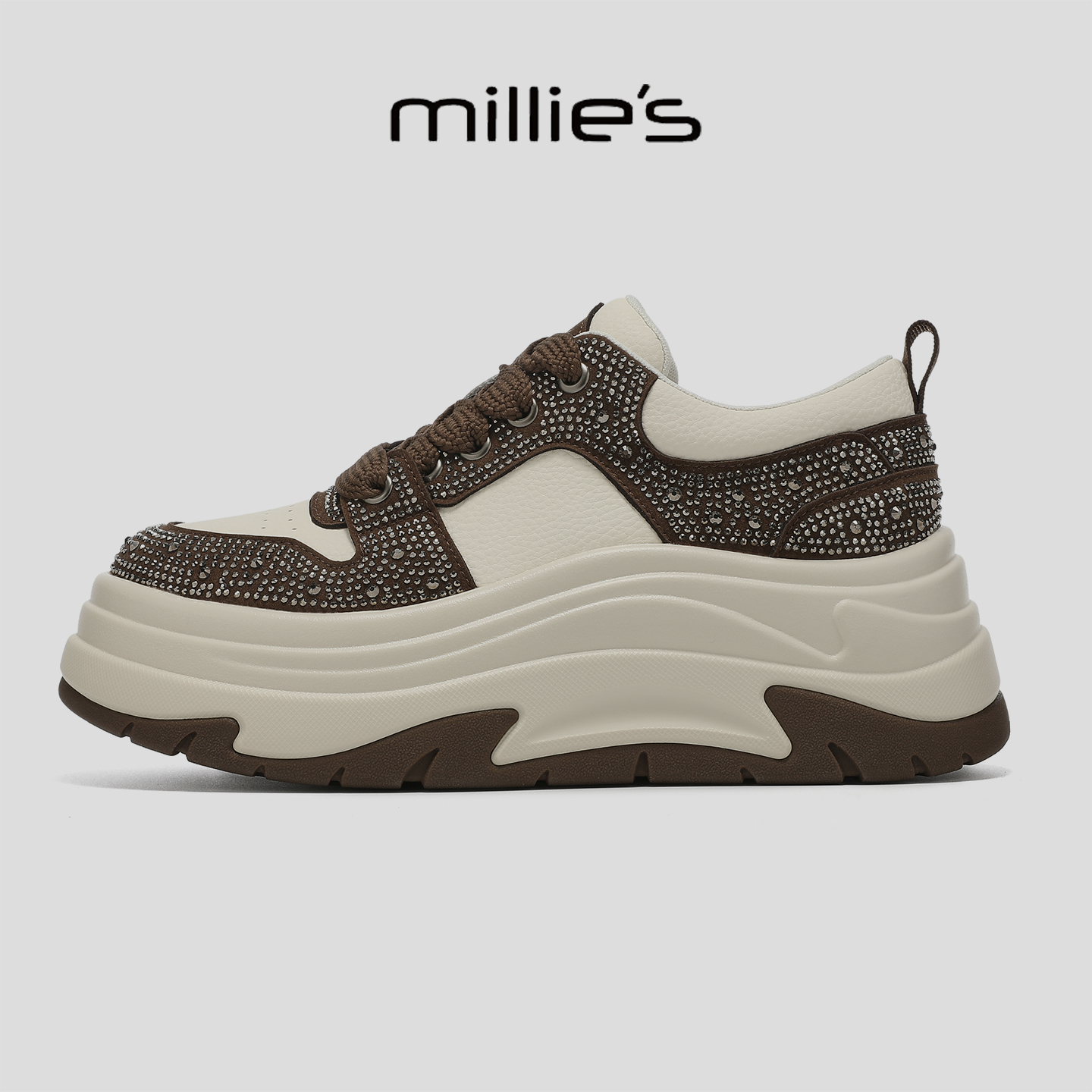 MILLIE'S/妙丽2025新款秋冬厚底增高轻便休闲运动鞋时尚潮流简约
