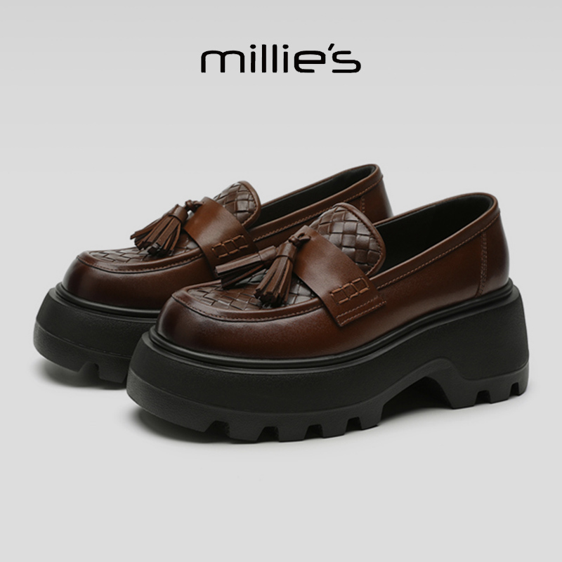 MILLIE'S/妙丽真皮厚底休闲鞋