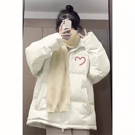 2024新款爆款白色羽绒服女大童冬季初中高中学生保暖加厚棉服外套
