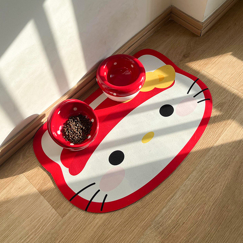 哈喽kitty猫咪餐垫防水防油宠物地垫防滑吃饭垫子猫食盆垫专用