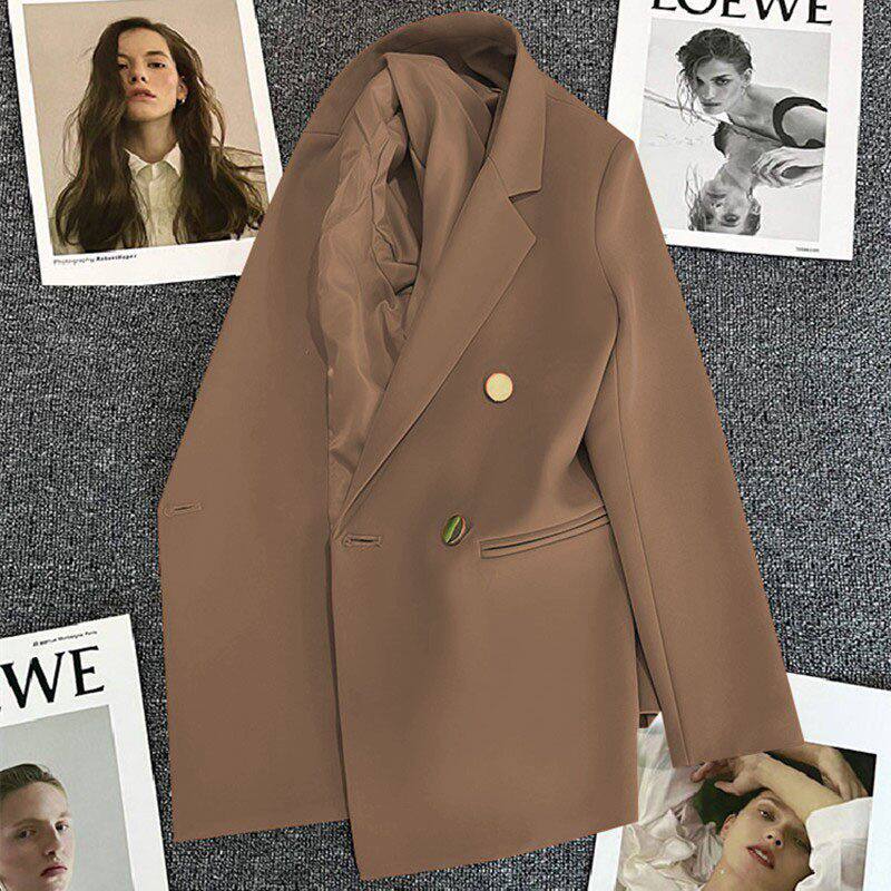 西装外套女2026年春秋季新款韩版高级感双排扣米白西服上衣