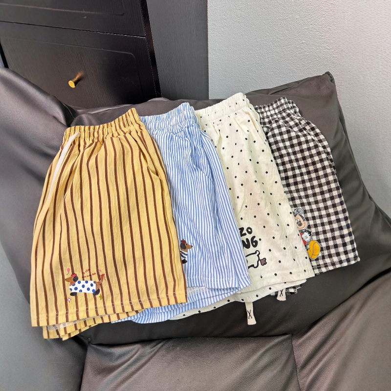 遛弯短裤女外穿夏阔腿裤子休闲裤沙滩裤宽松薄款可爱卡通夏季新款