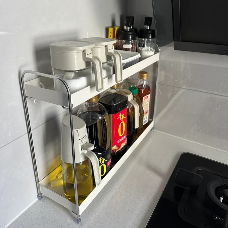 不锈钢厨房调料架家用台面窄小调味品置物架多功能油盐酱醋收纳架