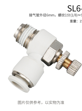 SL气动快速接头白色管道阀SA节流调速阀10-01/12-02/3/6-M5控制阀