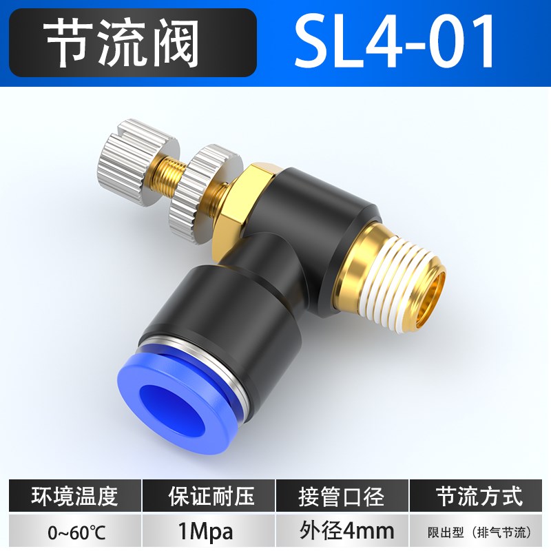 气动元件气缸高压气管快速快插快接不锈钢接头节流阀调速阀SL8-01