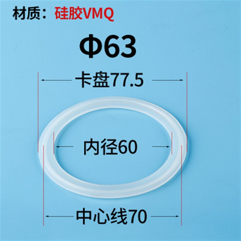 卫生级卡箍垫片不锈钢快装垫片夹头矽胶密封圈矽胶垫端口接头垫圈